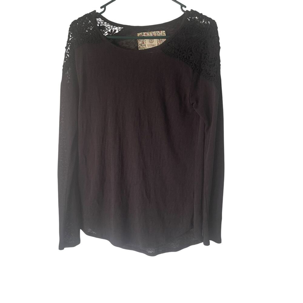 Element Women's Size Medium‎ Black Crochet Semi Sheer Long Sleeve Shirt